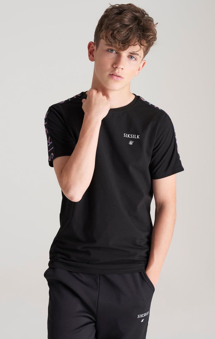 Boys Black Taped T-Shirt sold by Siksilk