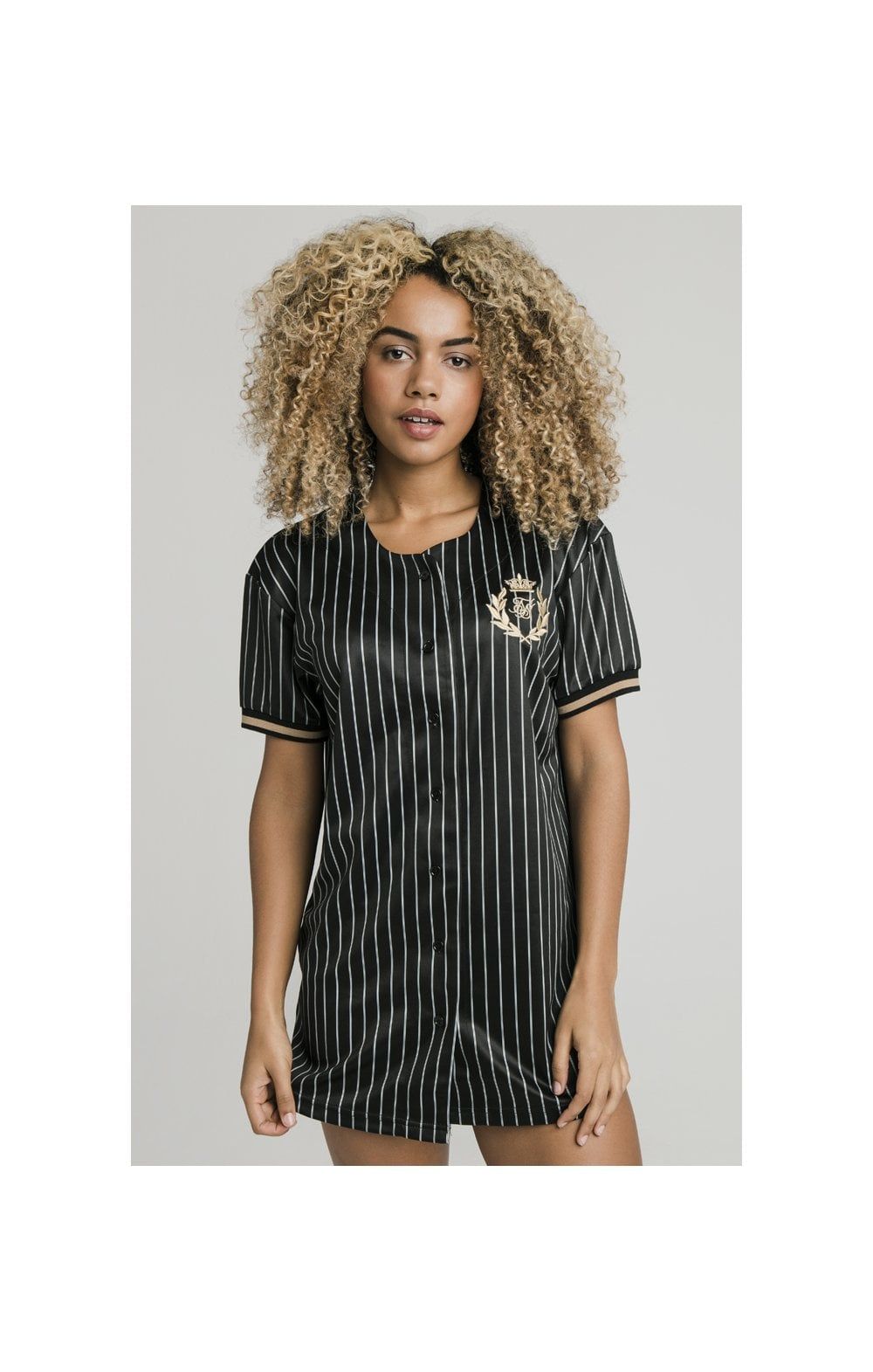 SikSilk Baseball Jersey Dress - Black sold by Siksilk