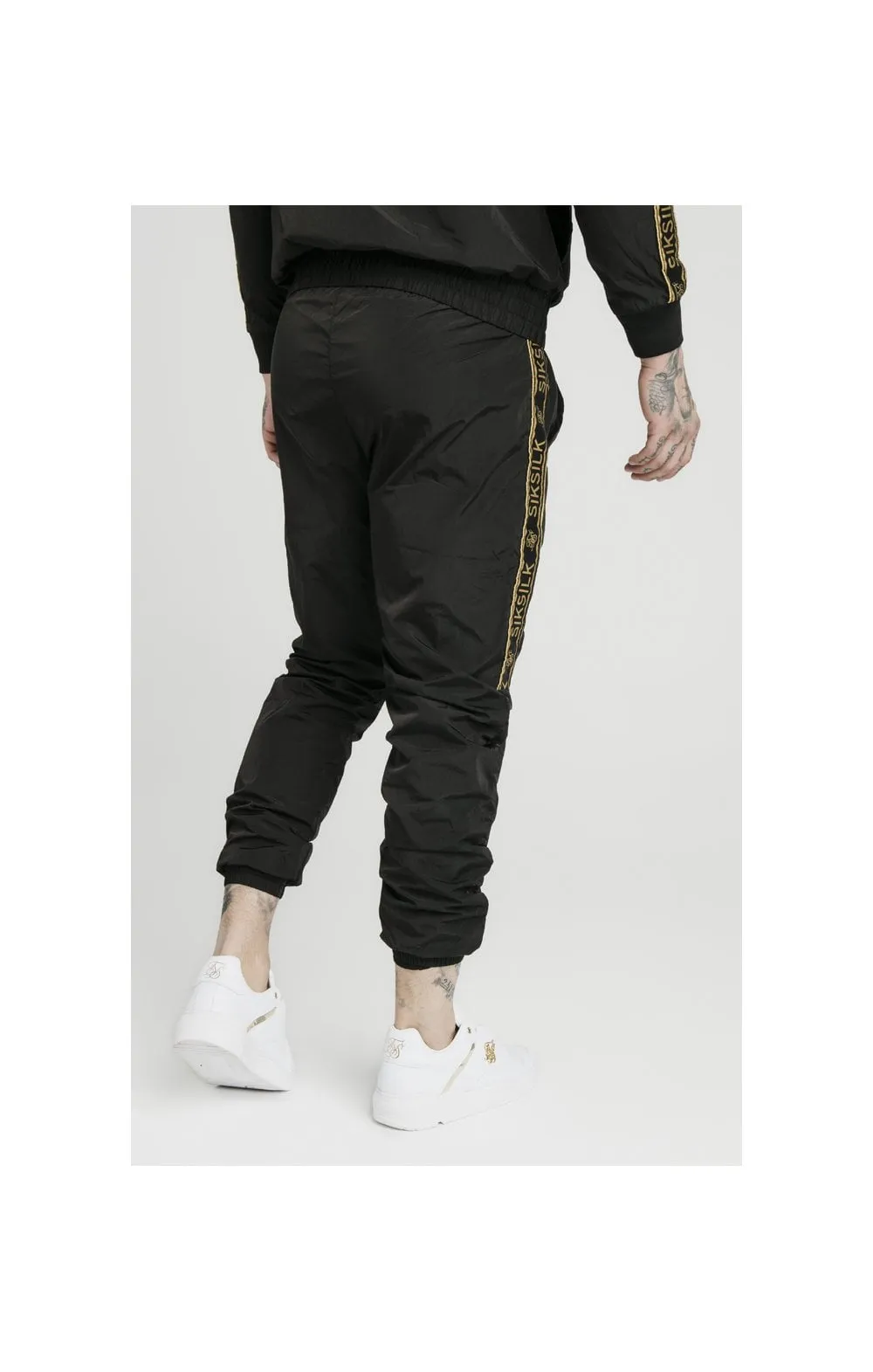 SikSilk Crushed Nylon Taped Joggers – Black & Gold sold by Siksilk product image thumbnail 2