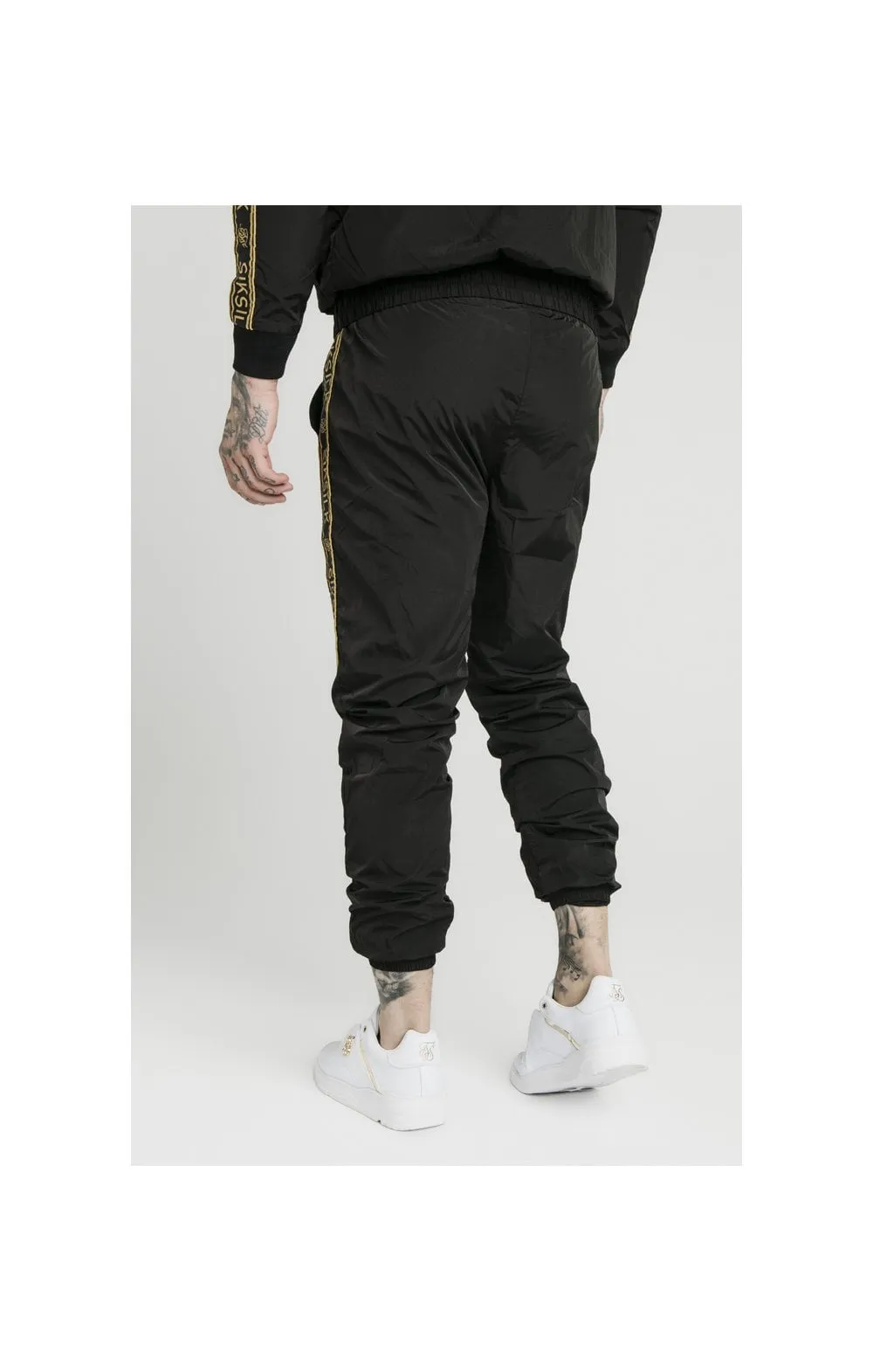 SikSilk Crushed Nylon Taped Joggers – Black & Gold sold by Siksilk product image thumbnail 3