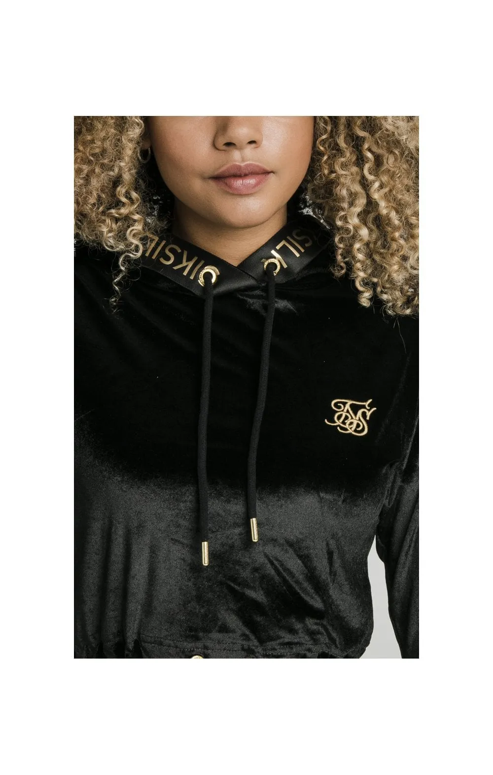 SikSilk Velour Hoodie – Black & Gold sold by Siksilk