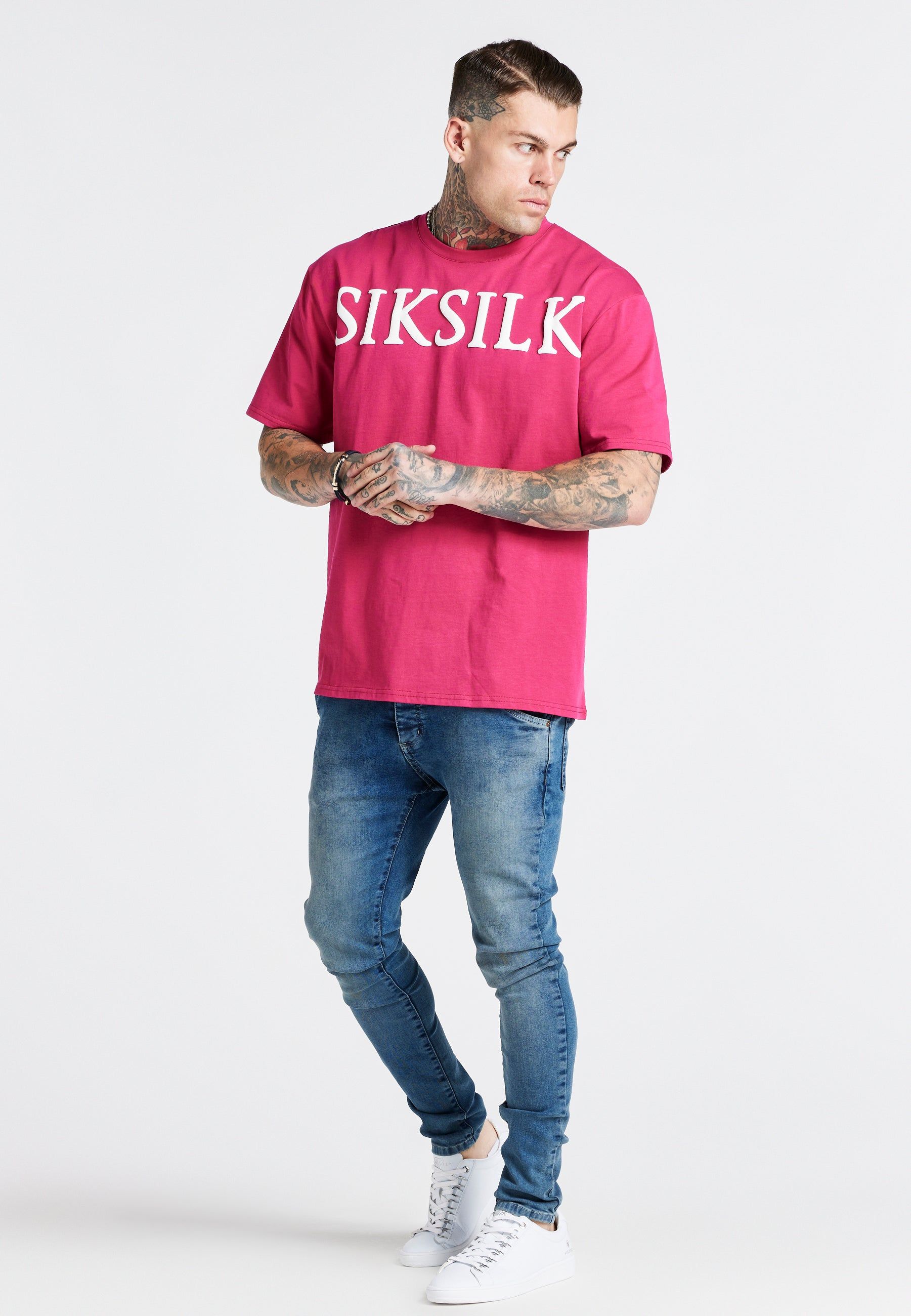 Pink Drop Shoulder Relaxed Fit T-Shirt sold by Siksilk product image thumbnail 3