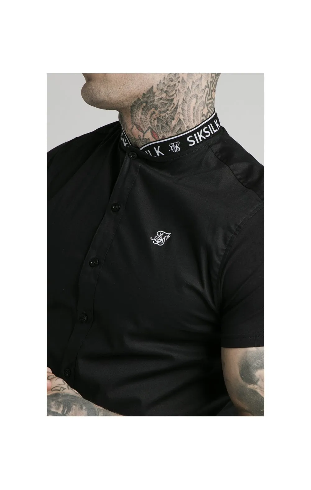 SikSilk S/S Tape Collar Shirt - Black sold by Siksilk product image thumbnail 2