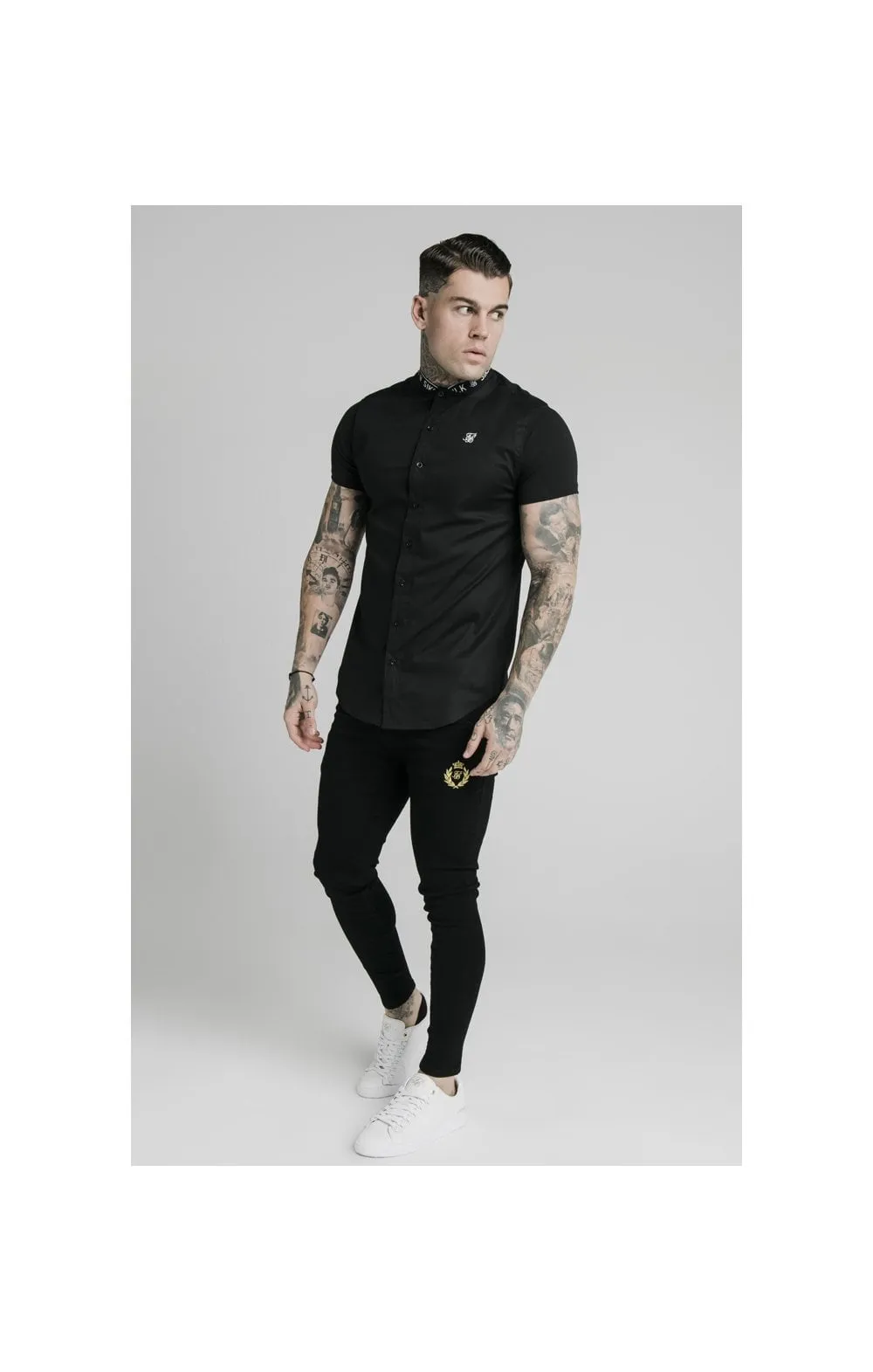 SikSilk S/S Tape Collar Shirt - Black sold by Siksilk product image thumbnail 3