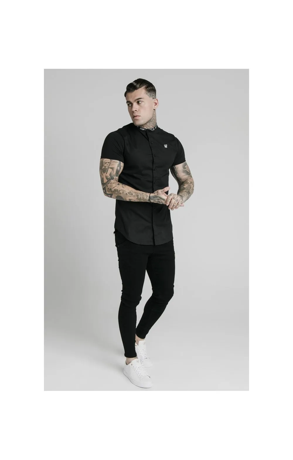 SikSilk S/S Tape Collar Shirt - Black sold by Siksilk product image thumbnail 4