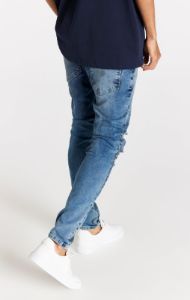 Light Blue Distressed Slim Fit Jean sold by Siksilk