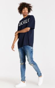 Light Blue Distressed Slim Fit Jean sold by Siksilk