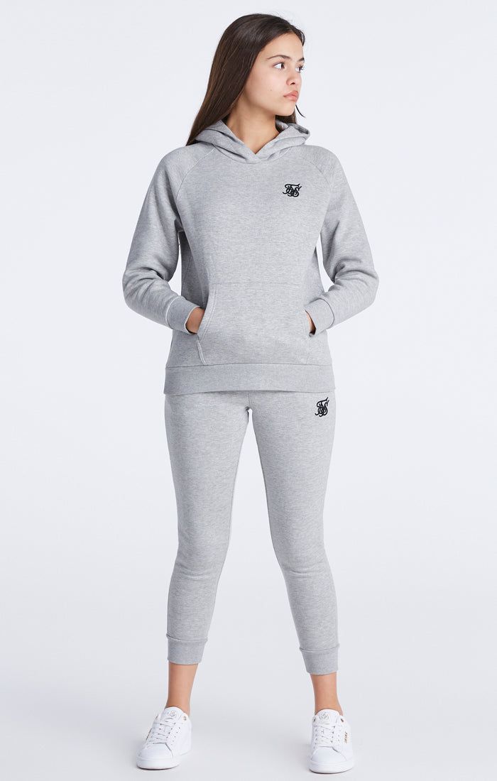 Girls Grey Marl Essentials Overhead Hoodie sold by Siksilk