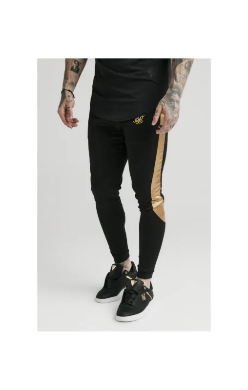 SikSilk Scope Satin Panel Track Pants - Black & Gold sold by Siksilk