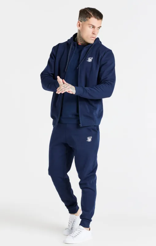 Navy Essential Zip Through Funnel Neck Hoodie sold by Siksilk