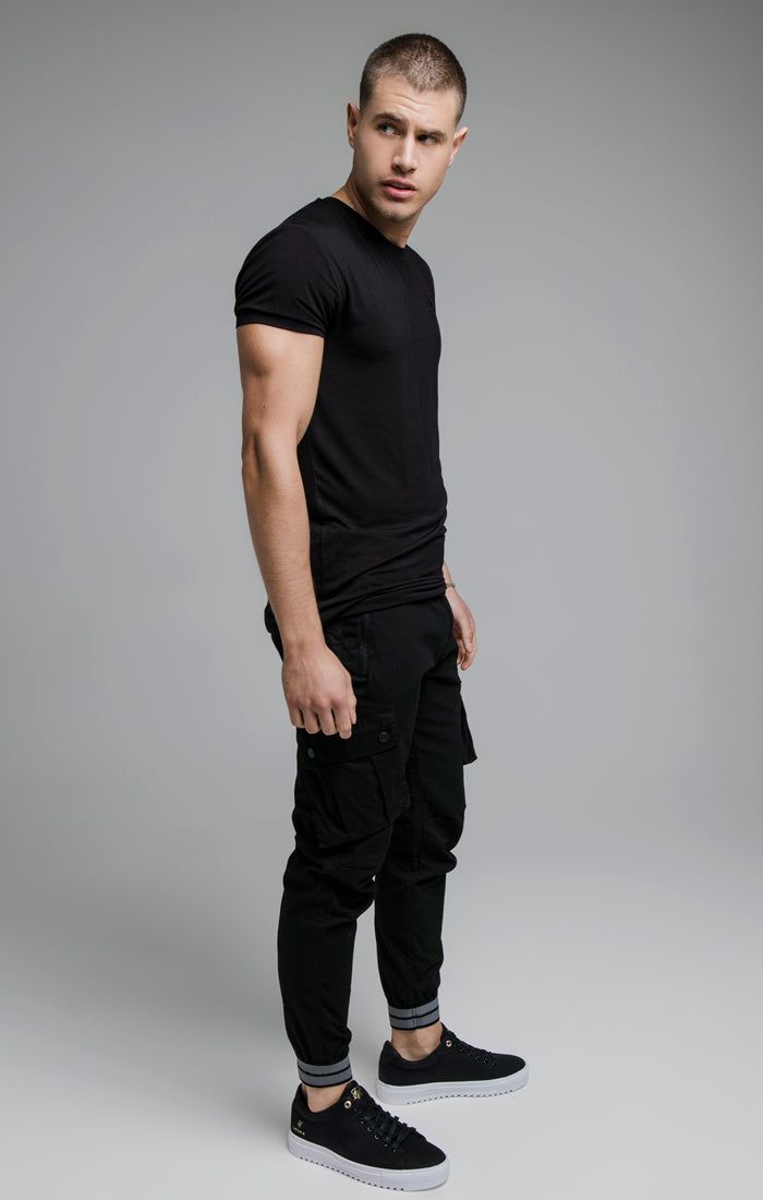 Black Elasticated Cuff Cargo Pant sold by Siksilk product image thumbnail 5