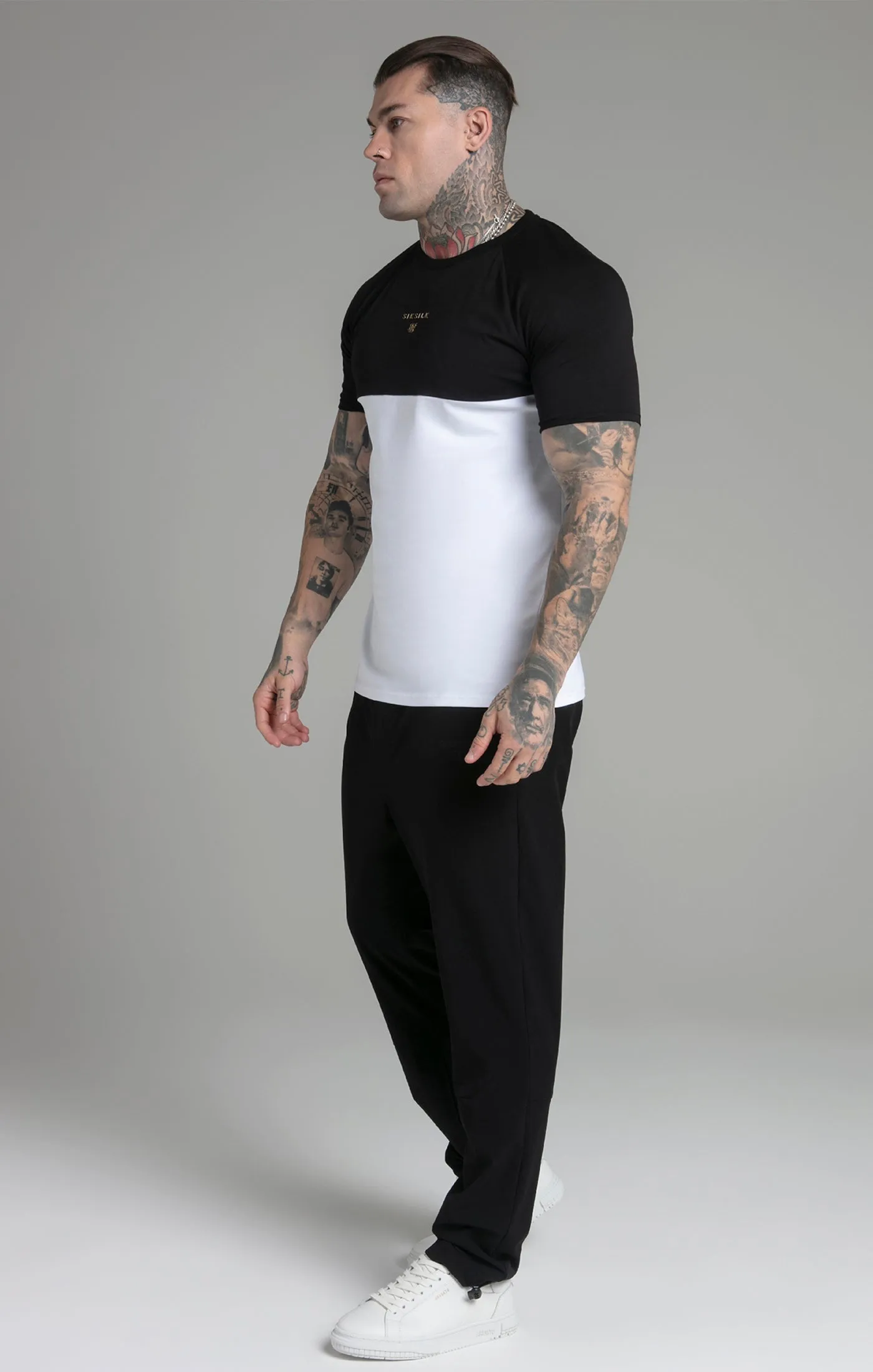 Black White Cut and Sew T-Shirt sold by Siksilk product image thumbnail 4