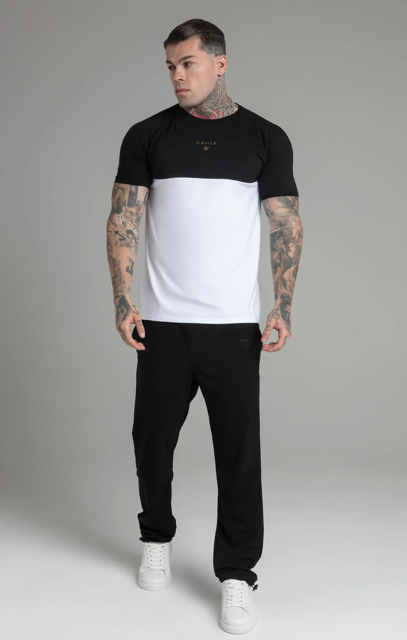 Black White Cut and Sew T-Shirt sold by Siksilk product image thumbnail 2