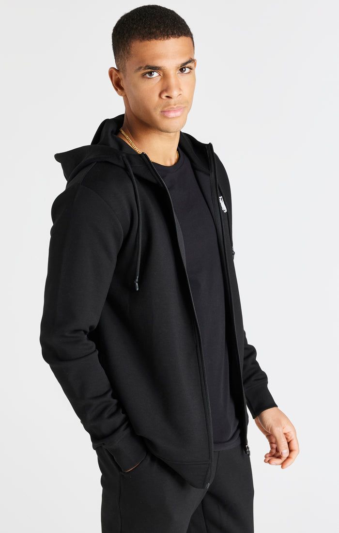 Black Zip Through Poly Hoodie sold by Siksilk product image thumbnail 2