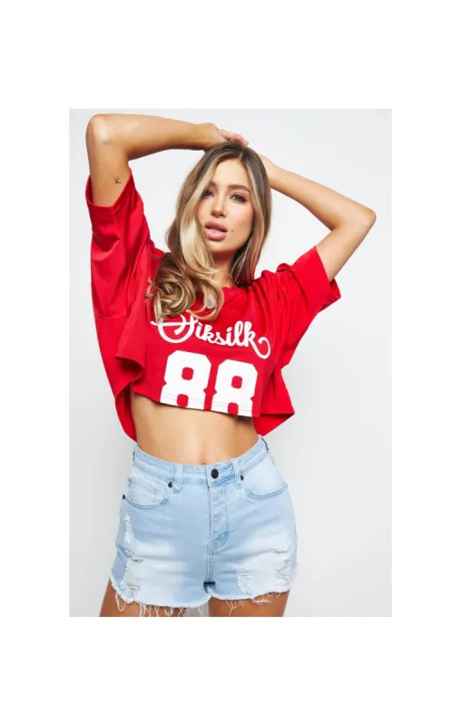 SikSilk Retro Football Crop Jersey - Red sold by Siksilk