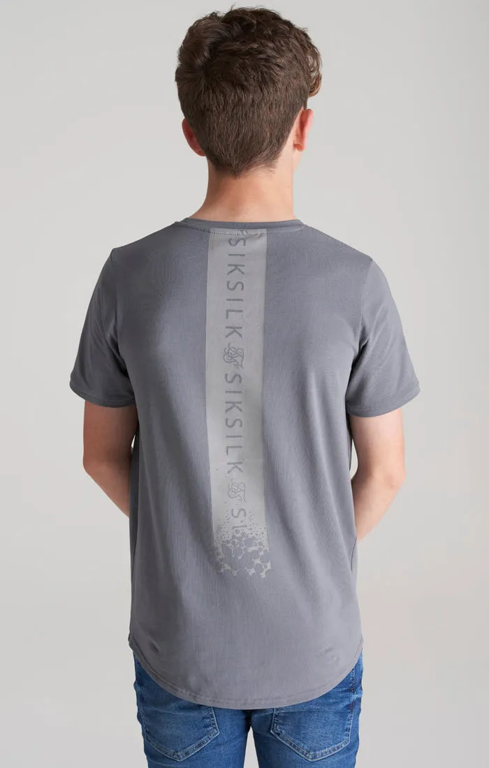 Boys Grey Back Print Scoop Hem T-Shirt sold by Siksilk