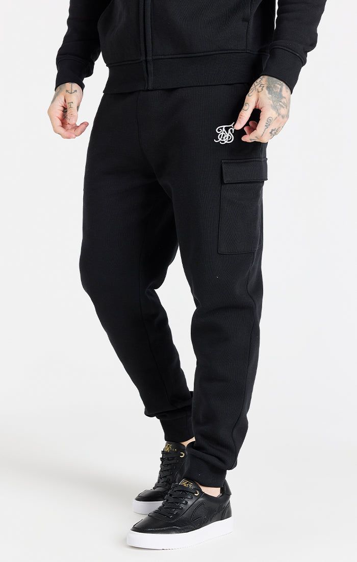 Black Essential Cargo Fleece Jogger sold by Siksilk