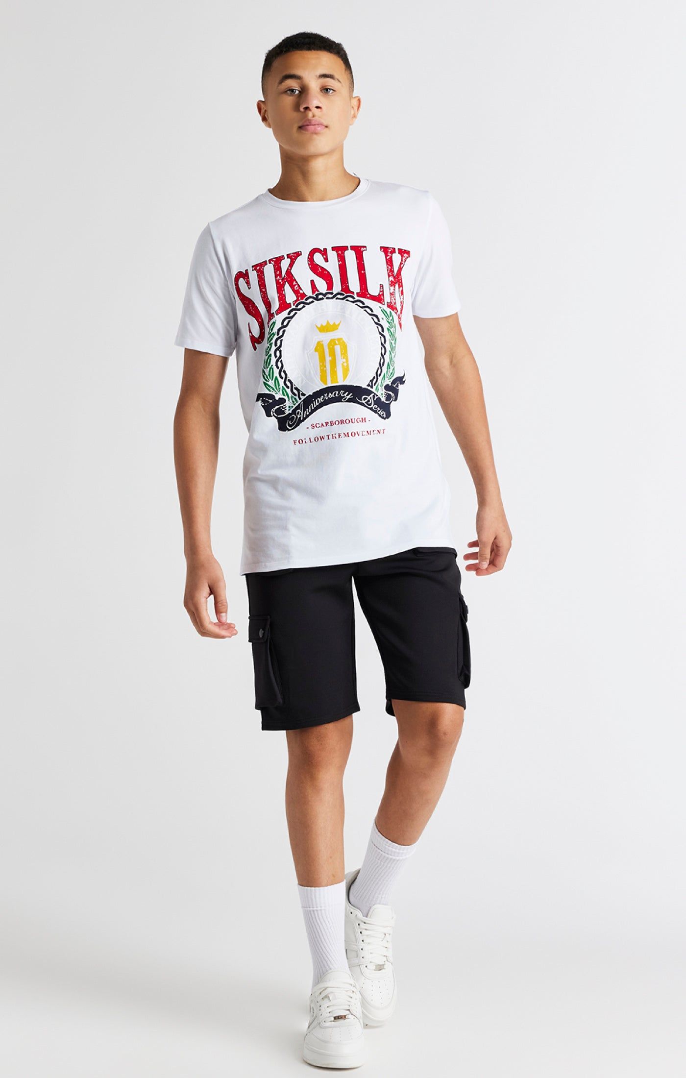Boys White Varsity T-Shirt sold by Siksilk product image thumbnail 3