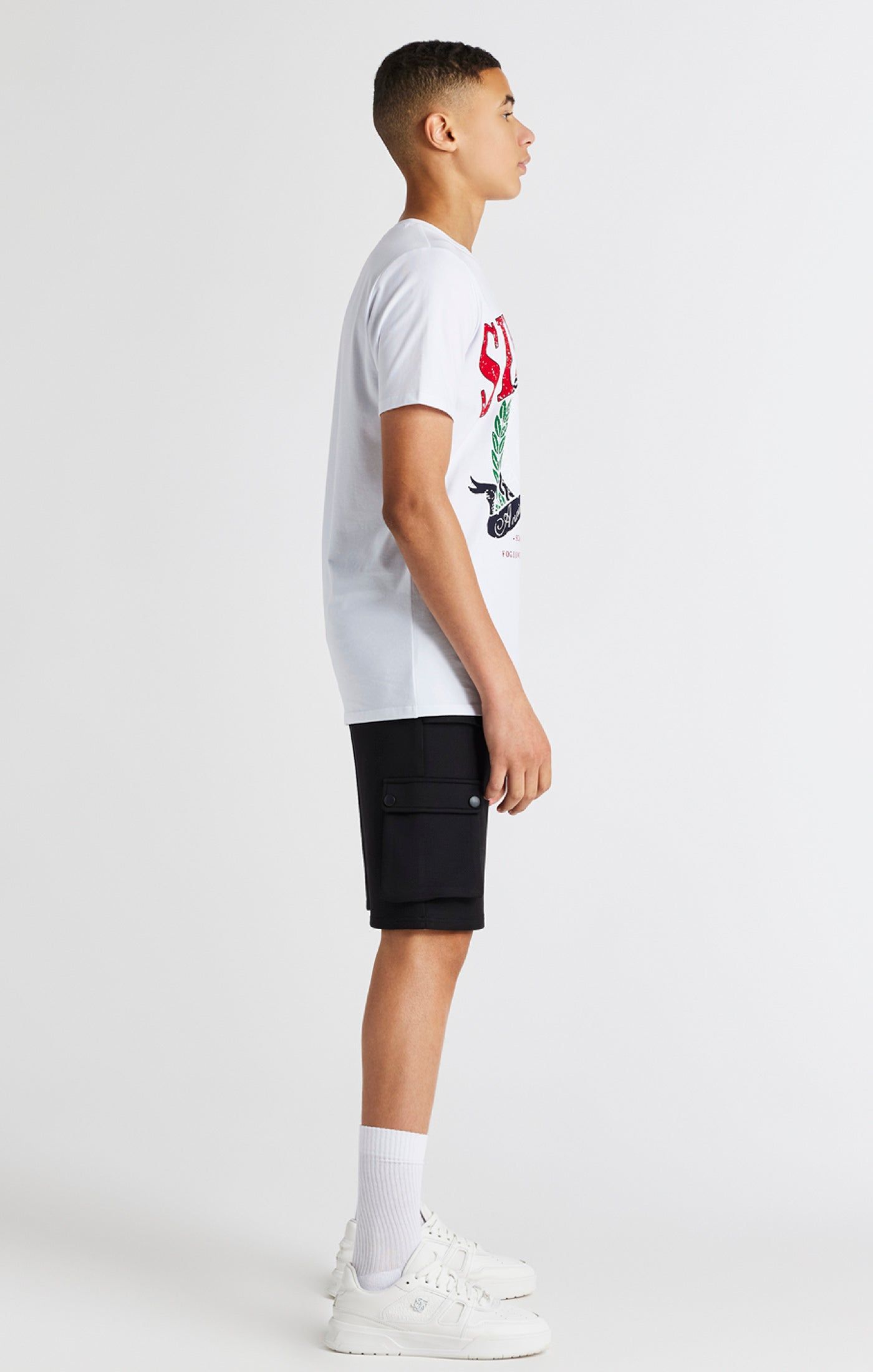 Boys White Varsity T-Shirt sold by Siksilk product image thumbnail 4