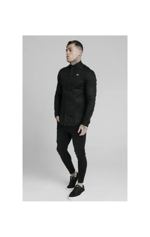 Black Long Sleeve Standard Collar Shirt sold by Siksilk