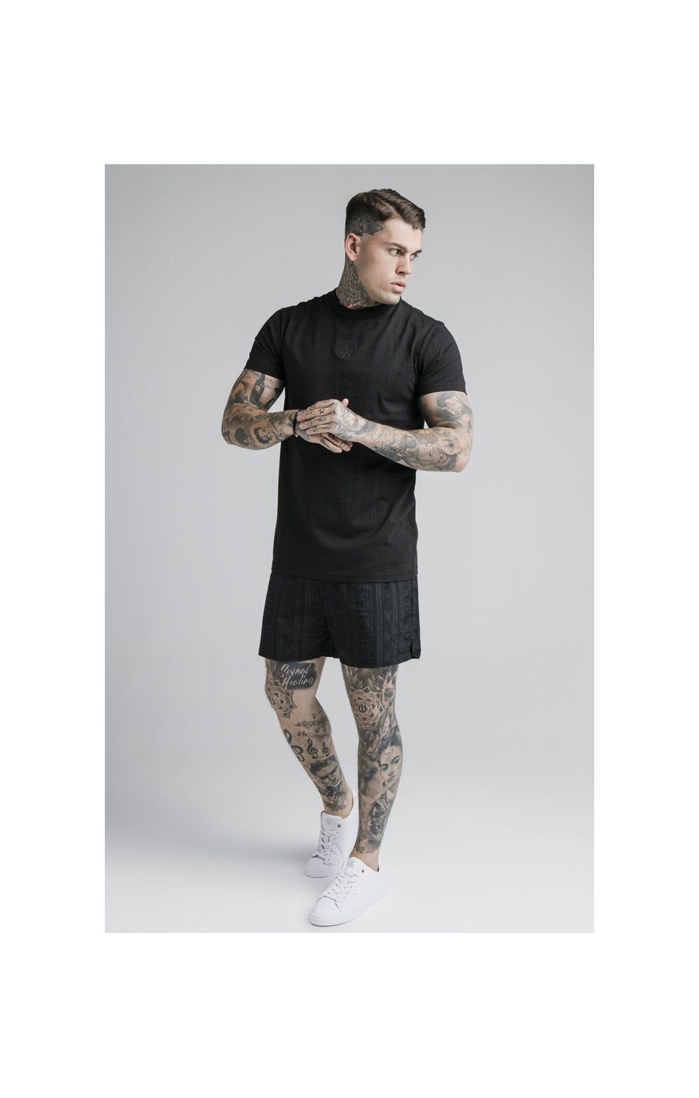 SikSilk S/S Fitted Box Tee - Black & Grey sold by Siksilk product image thumbnail 5