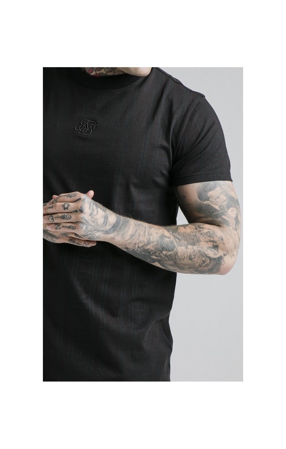 SikSilk S/S Fitted Box Tee - Black & Grey sold by Siksilk product image thumbnail 2