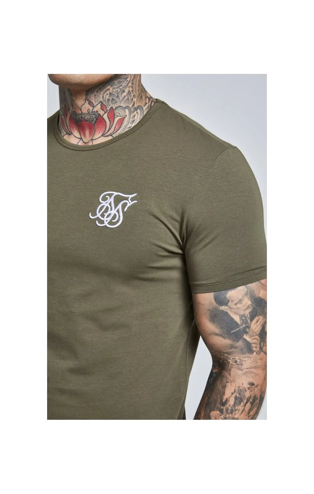Khaki Short Sleeve Muscle Fit T-Shirt sold by Siksilk product image thumbnail 3