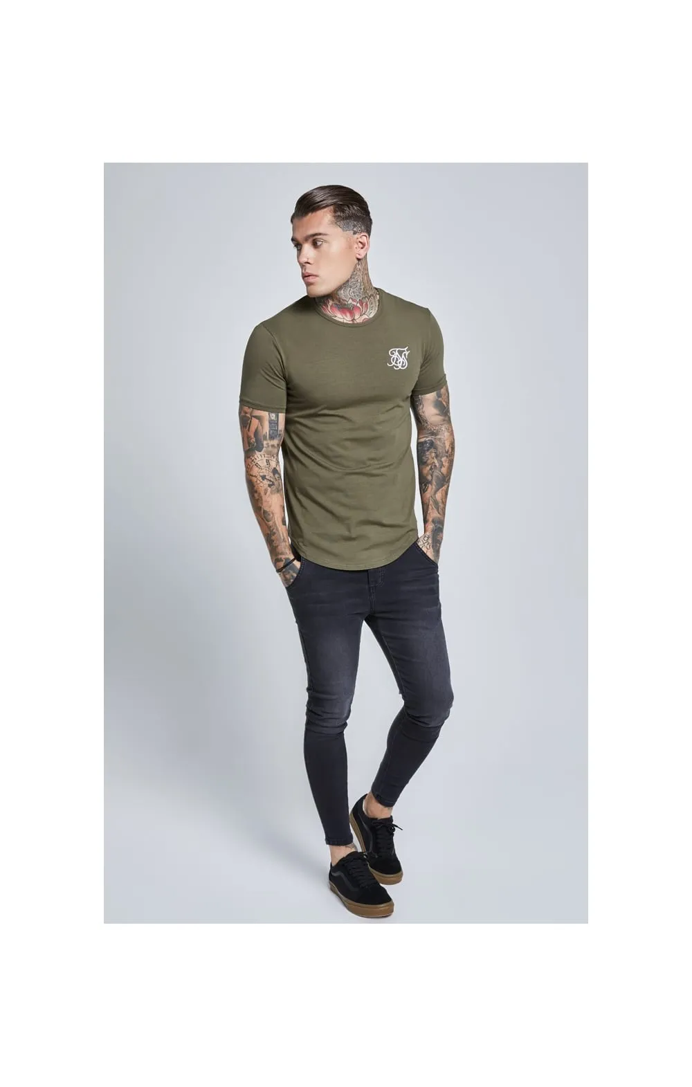 Khaki Short Sleeve Muscle Fit T-Shirt sold by Siksilk product image thumbnail 4