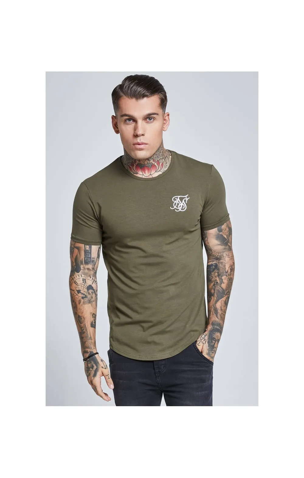 Khaki Short Sleeve Muscle Fit T-Shirt sold by Siksilk
