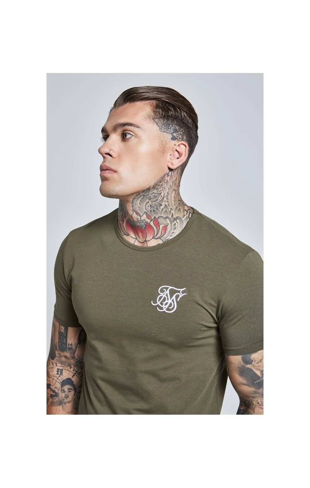 Khaki Short Sleeve Muscle Fit T-Shirt sold by Siksilk product image thumbnail 2