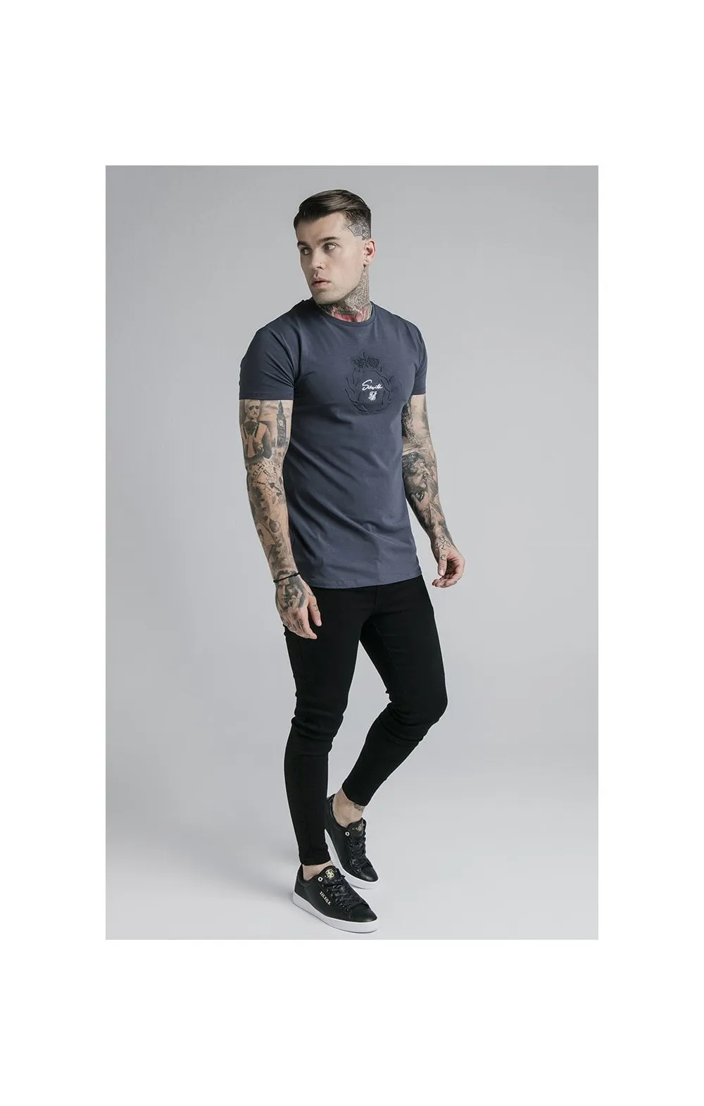 SikSilk S/S Embossed Prestige Gym Tee - Navy sold by Siksilk product image thumbnail 5