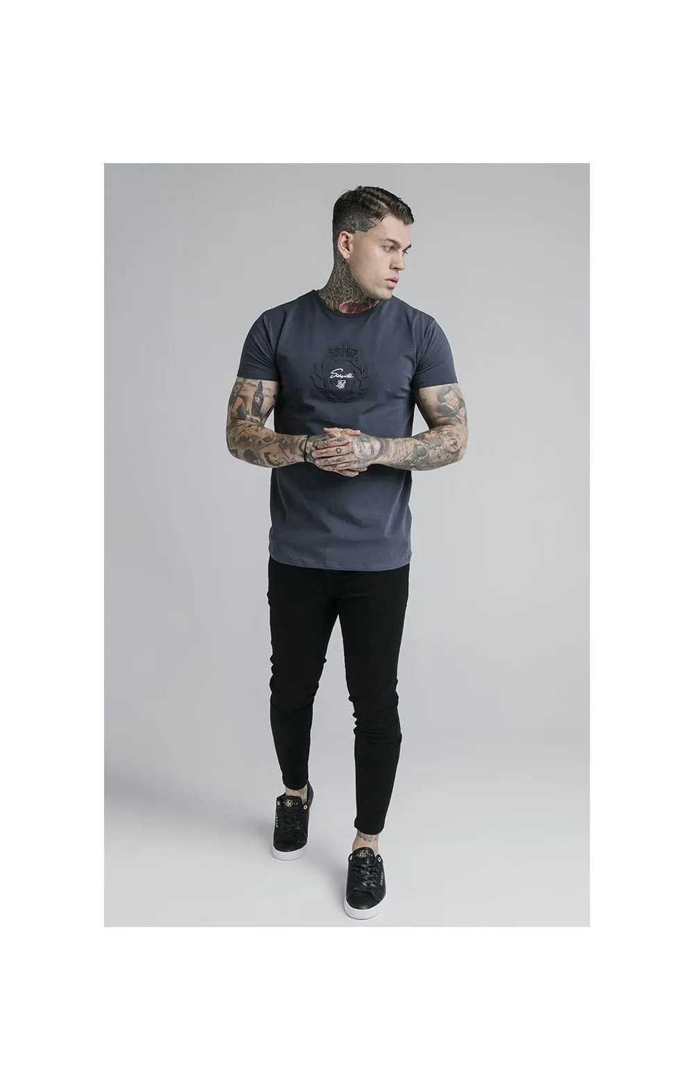 SikSilk S/S Embossed Prestige Gym Tee - Navy sold by Siksilk product image thumbnail 2