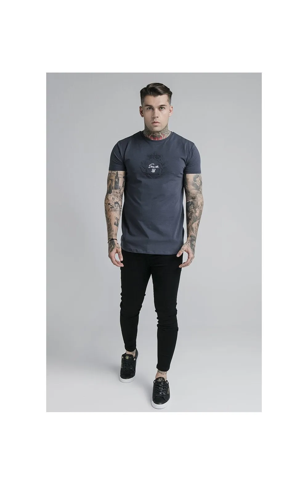 SikSilk S/S Embossed Prestige Gym Tee - Navy sold by Siksilk product image thumbnail 3