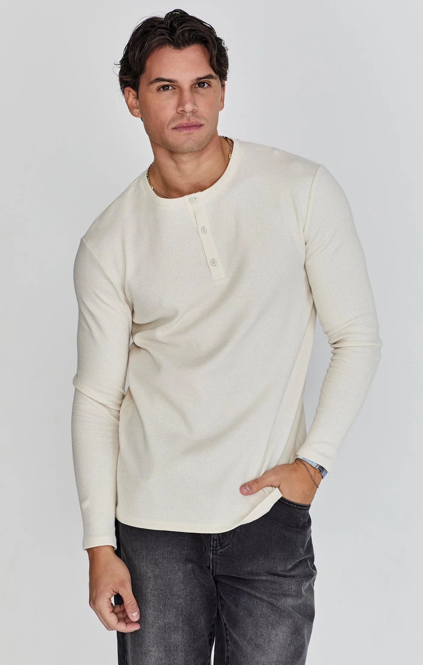 Ecru Henley T-Shirt sold by Siksilk