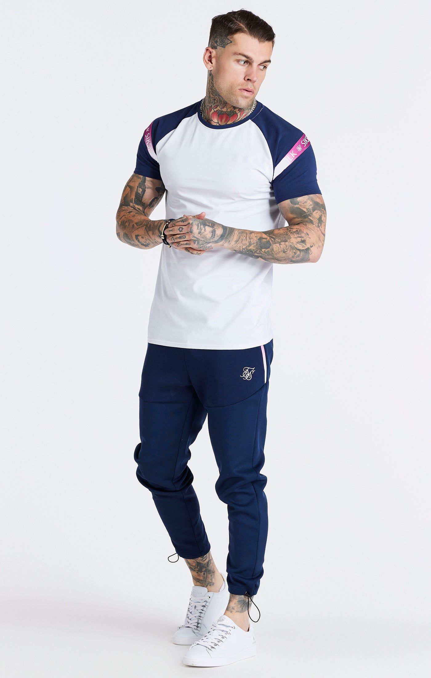 Navy Raglan Muscle Fit T-Shirt sold by Siksilk product image thumbnail 5