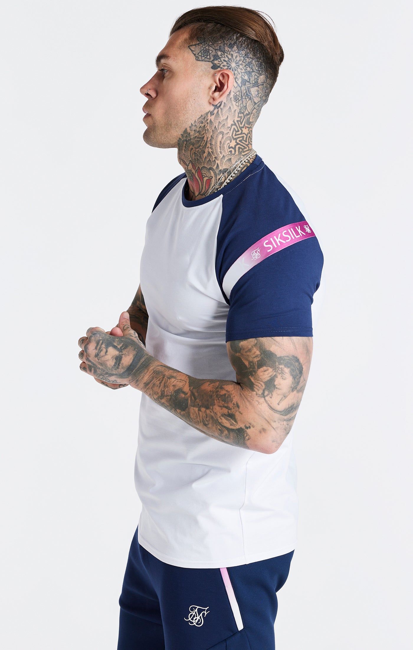 Navy Raglan Muscle Fit T-Shirt sold by Siksilk product image thumbnail 2