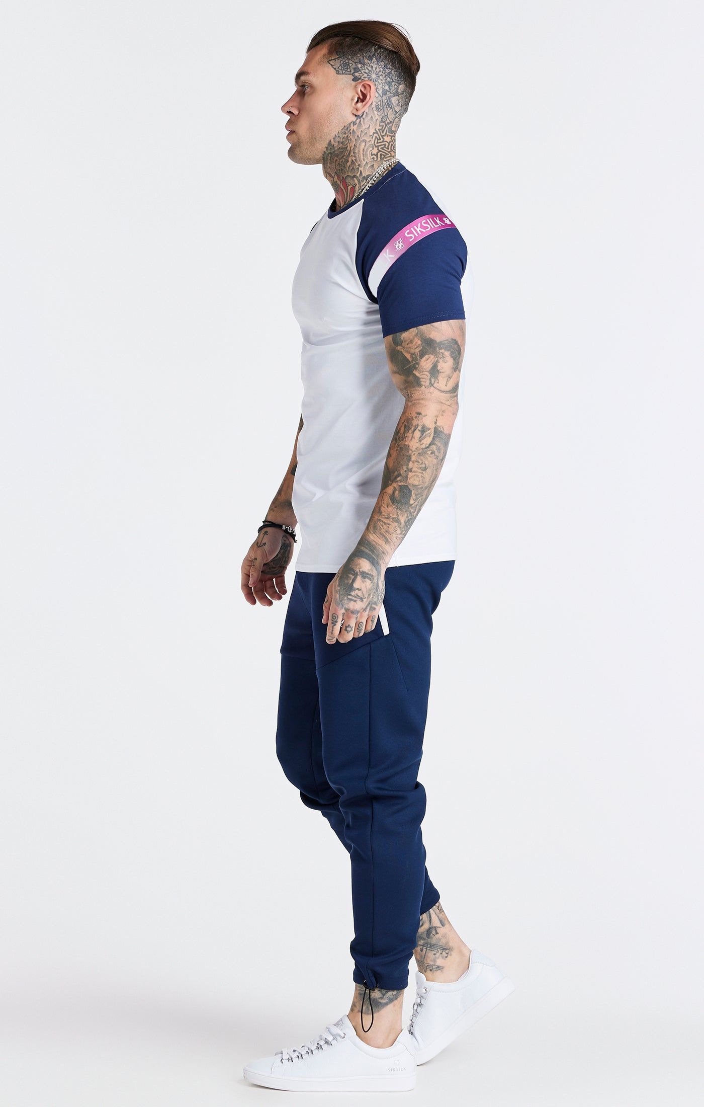Navy Raglan Muscle Fit T-Shirt sold by Siksilk product image thumbnail 6