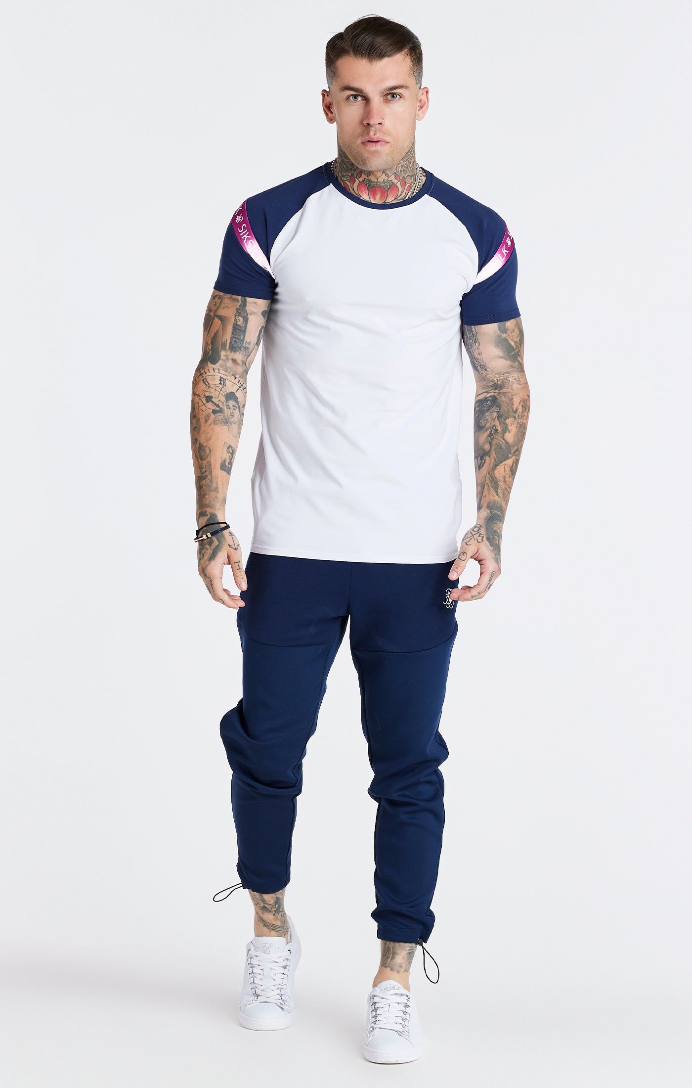 Navy Raglan Muscle Fit T-Shirt sold by Siksilk product image thumbnail 4