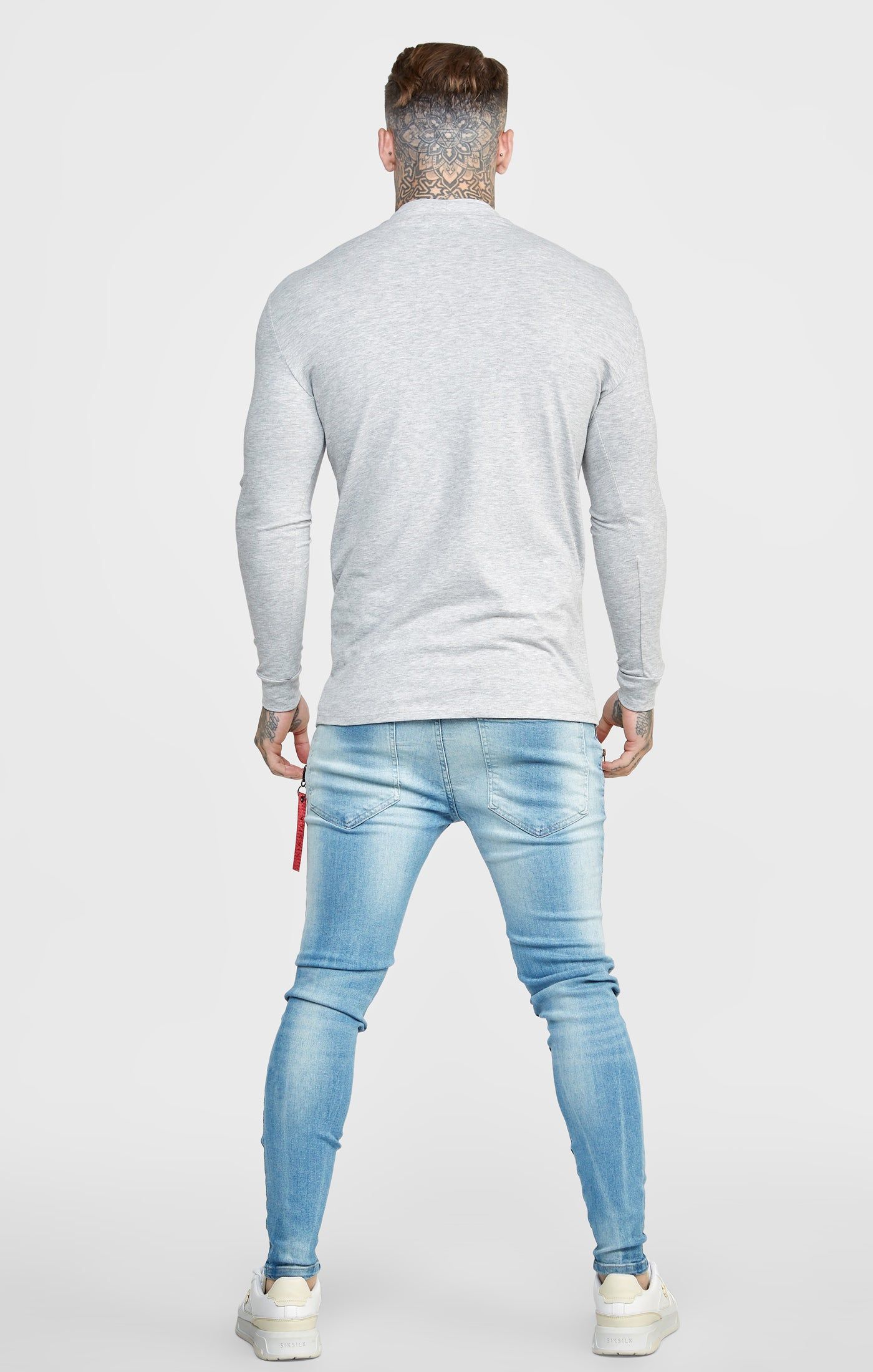 Navy Twin Pack Long Sleeve High Neck Muscle Fit T-Shirt sold by Siksilk product image thumbnail 5