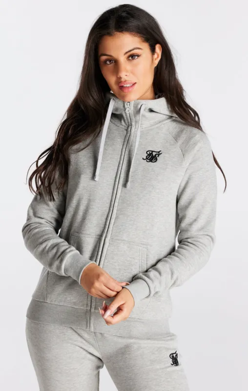Grey Marl Essential Zip Thru Hoodie sold by Siksilk