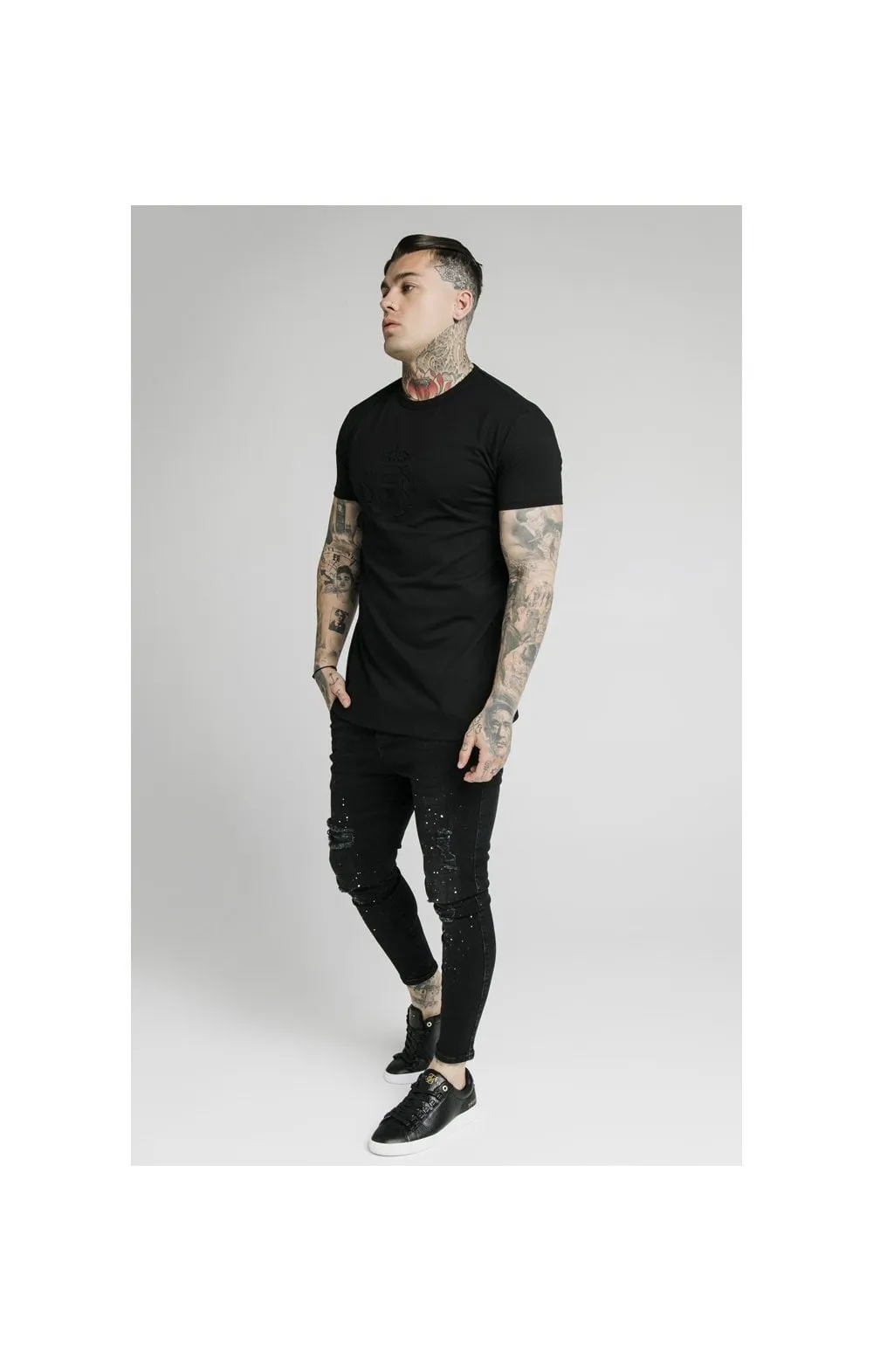 SikSilk S/S Prestige Pique Box Tee - Black sold by Siksilk