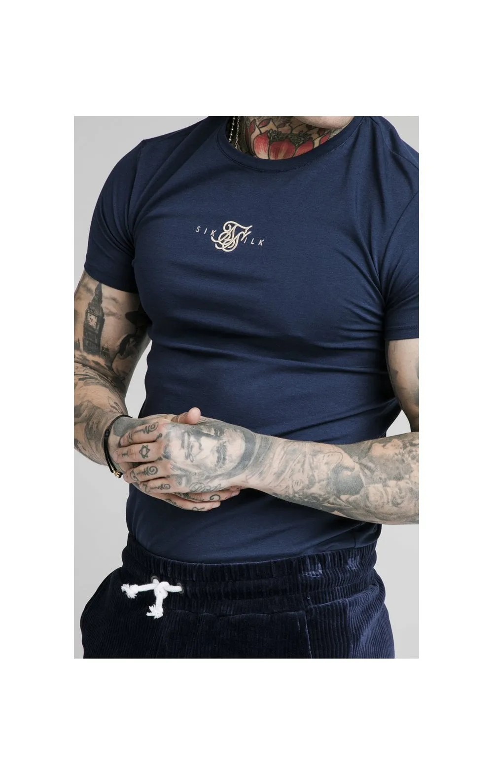 SikSilk Allure Straight Hem Gym Tee - Navy sold by Siksilk