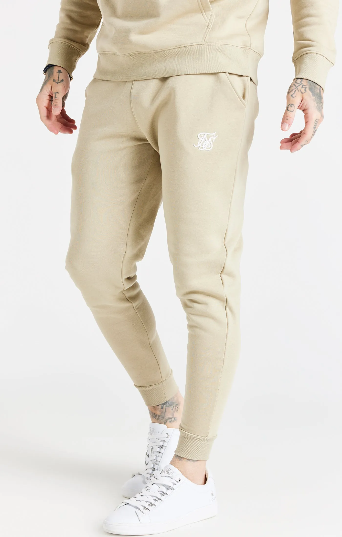 Beige Essential Cuffed Jogger sold by Siksilk