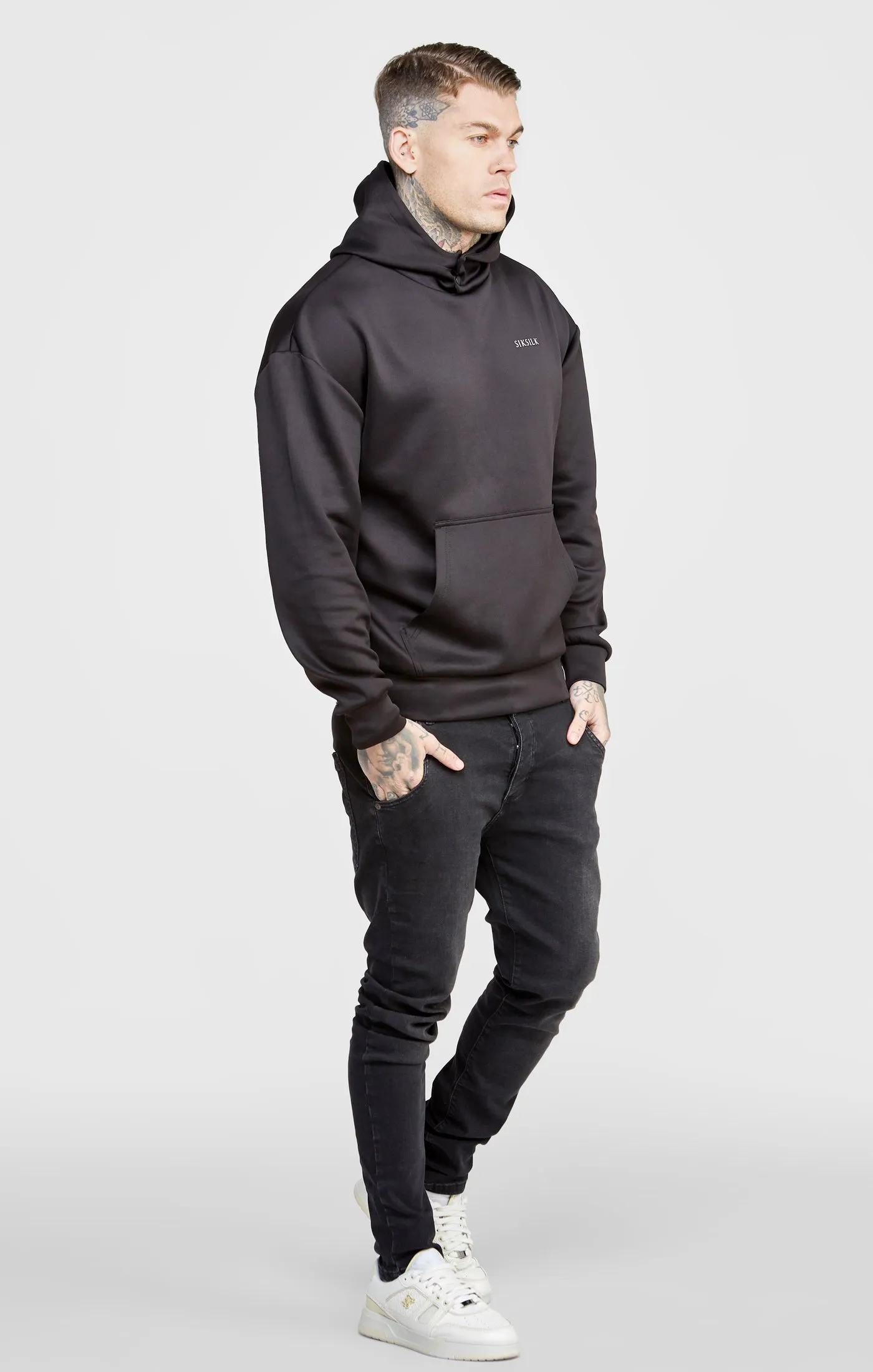 Black Poly Button Overhead Hoodie sold by Siksilk product image thumbnail 4