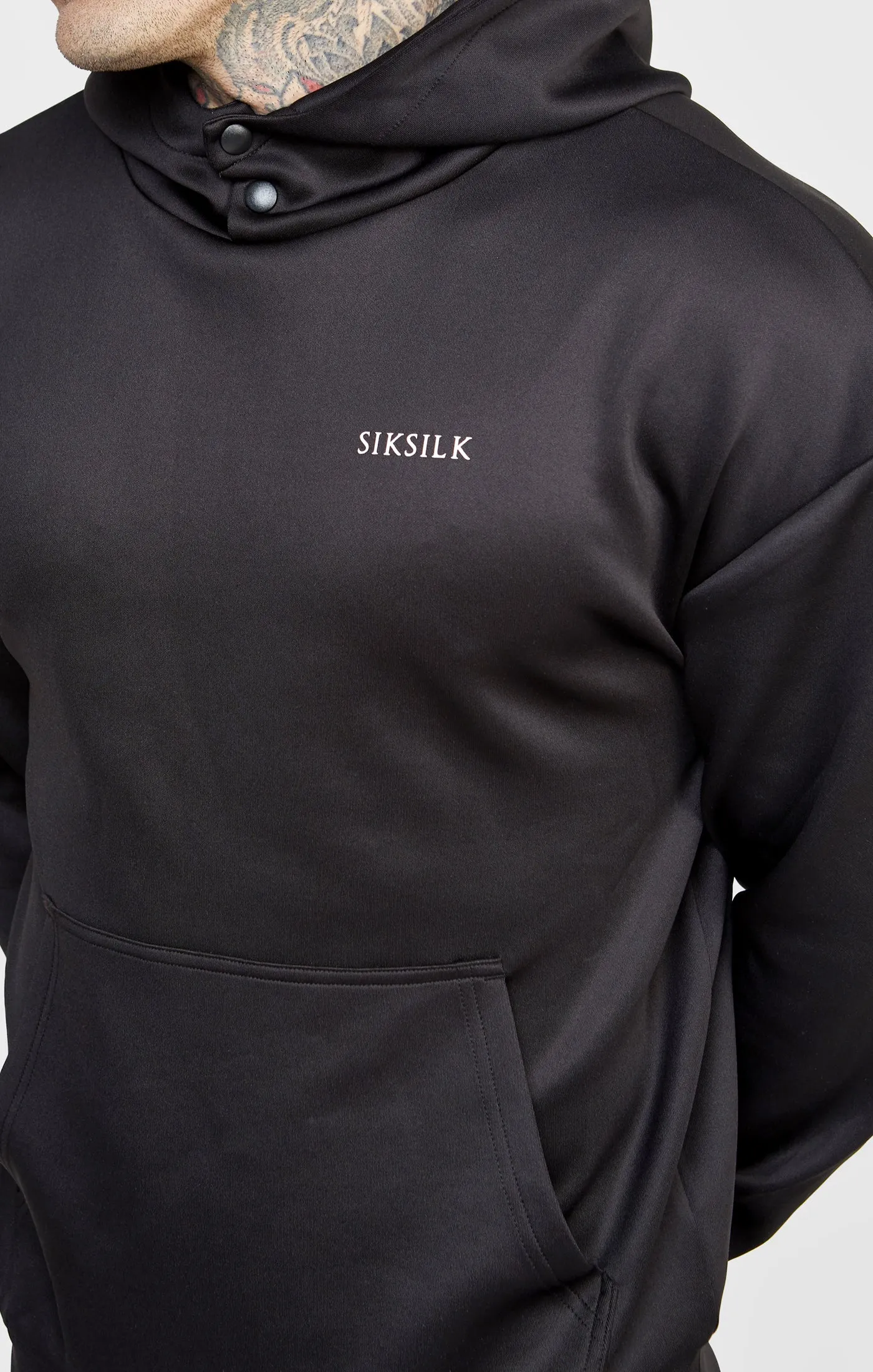 Black Poly Button Overhead Hoodie sold by Siksilk product image thumbnail 2