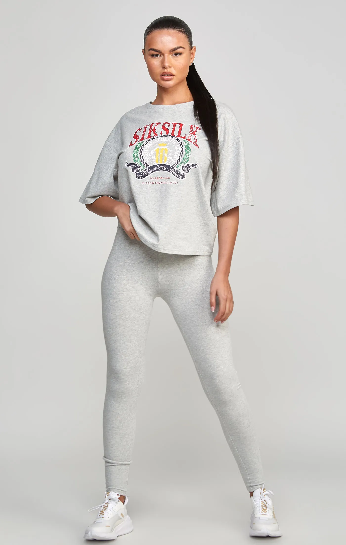 Grey Marl Varsity Crop T-Shirt sold by Siksilk product image thumbnail 3