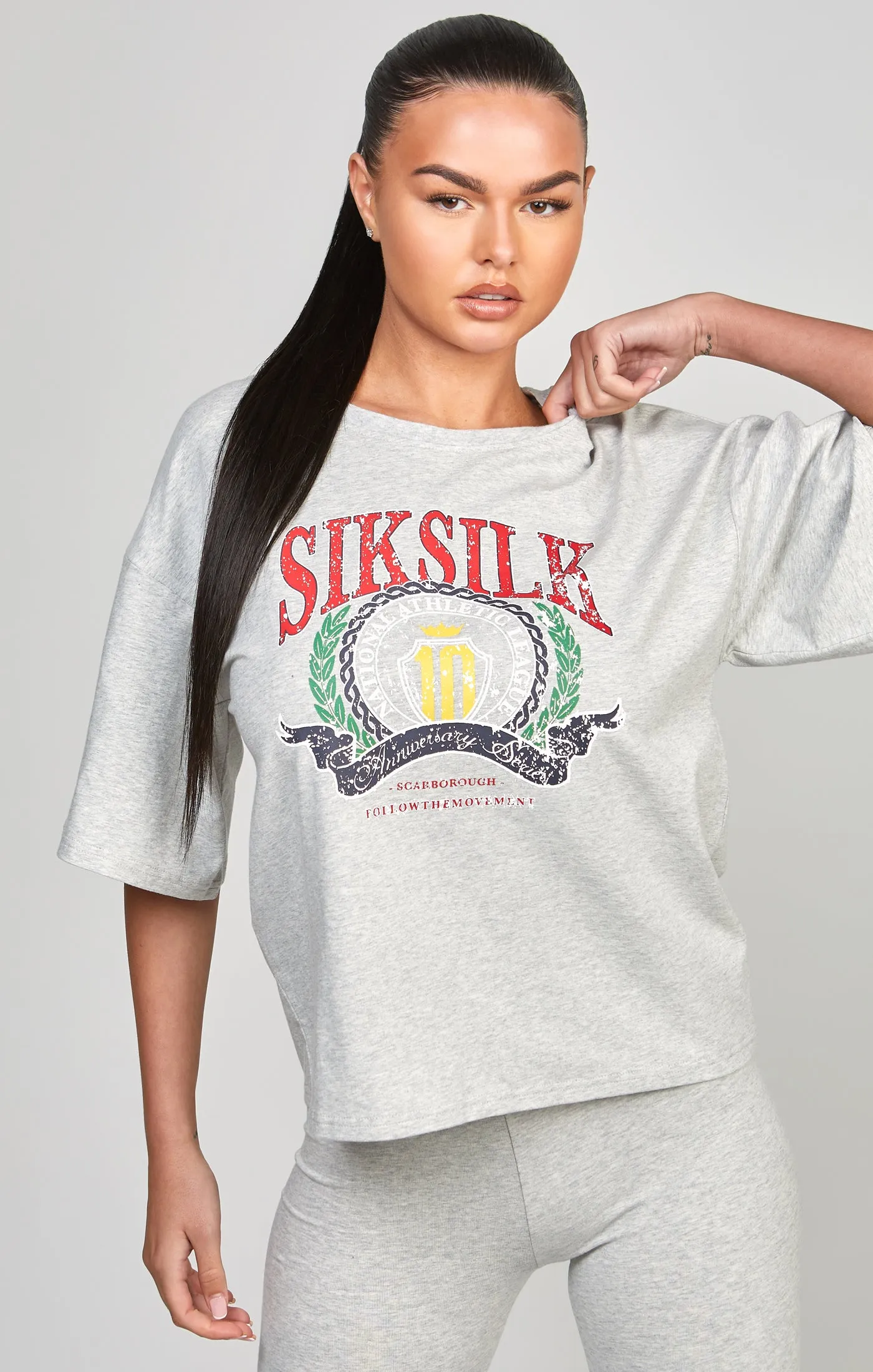 Grey Marl Varsity Crop T-Shirt sold by Siksilk