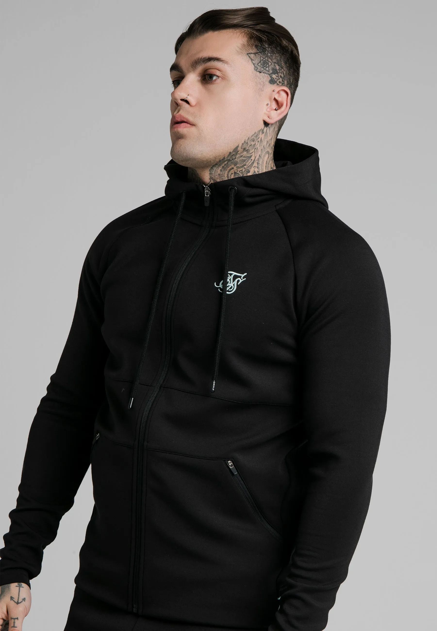 Black Tape Zip-Thru Hoodie sold by Siksilk