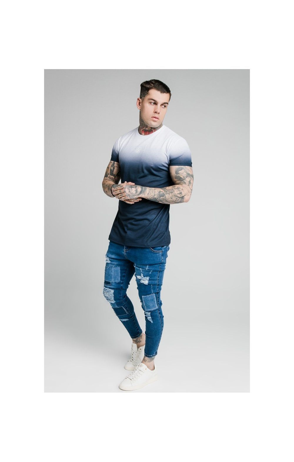 SikSilk Skinny Distressed Patch Jeans - Midstone sold by Siksilk product image thumbnail 5