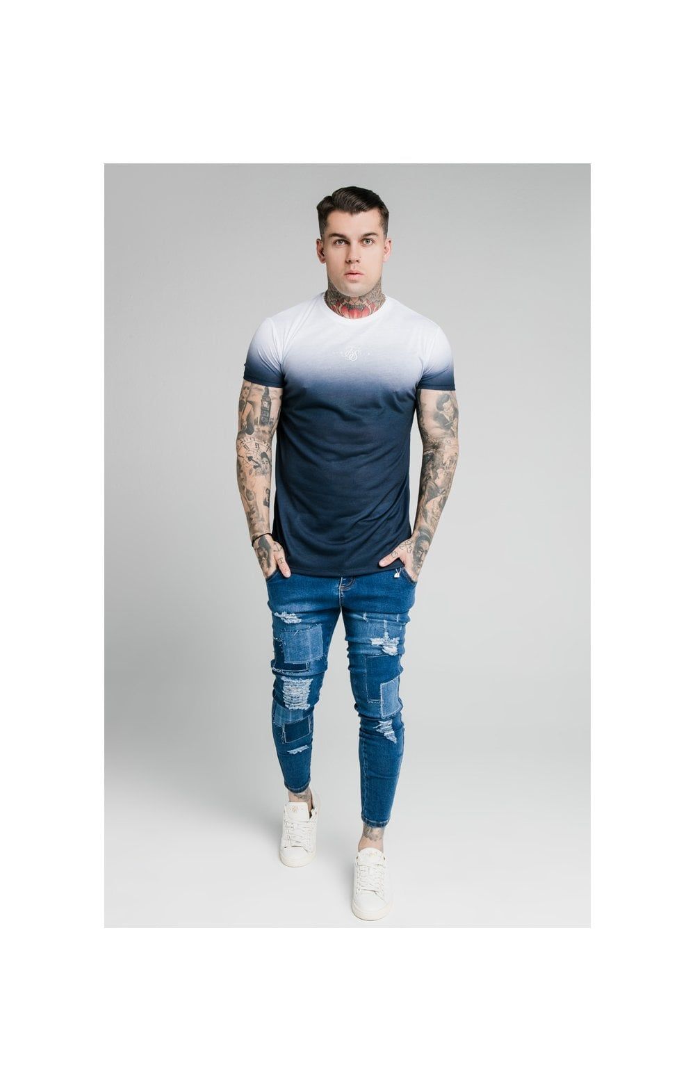 SikSilk Skinny Distressed Patch Jeans - Midstone sold by Siksilk product image thumbnail 4